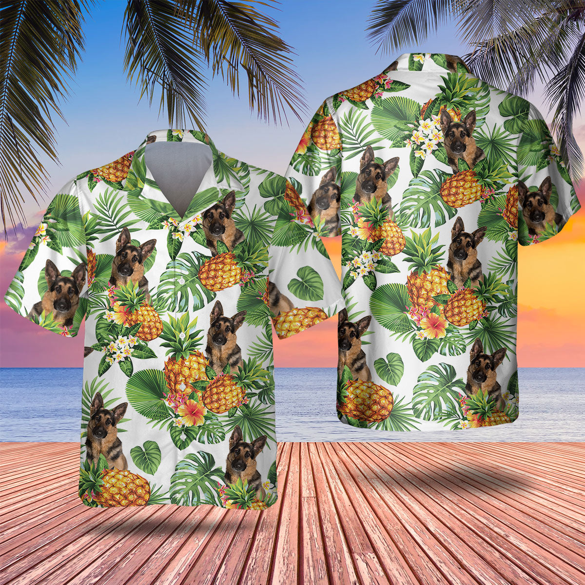 German Shepherd Dog - Tropical Pattern Hawaiian Shirt