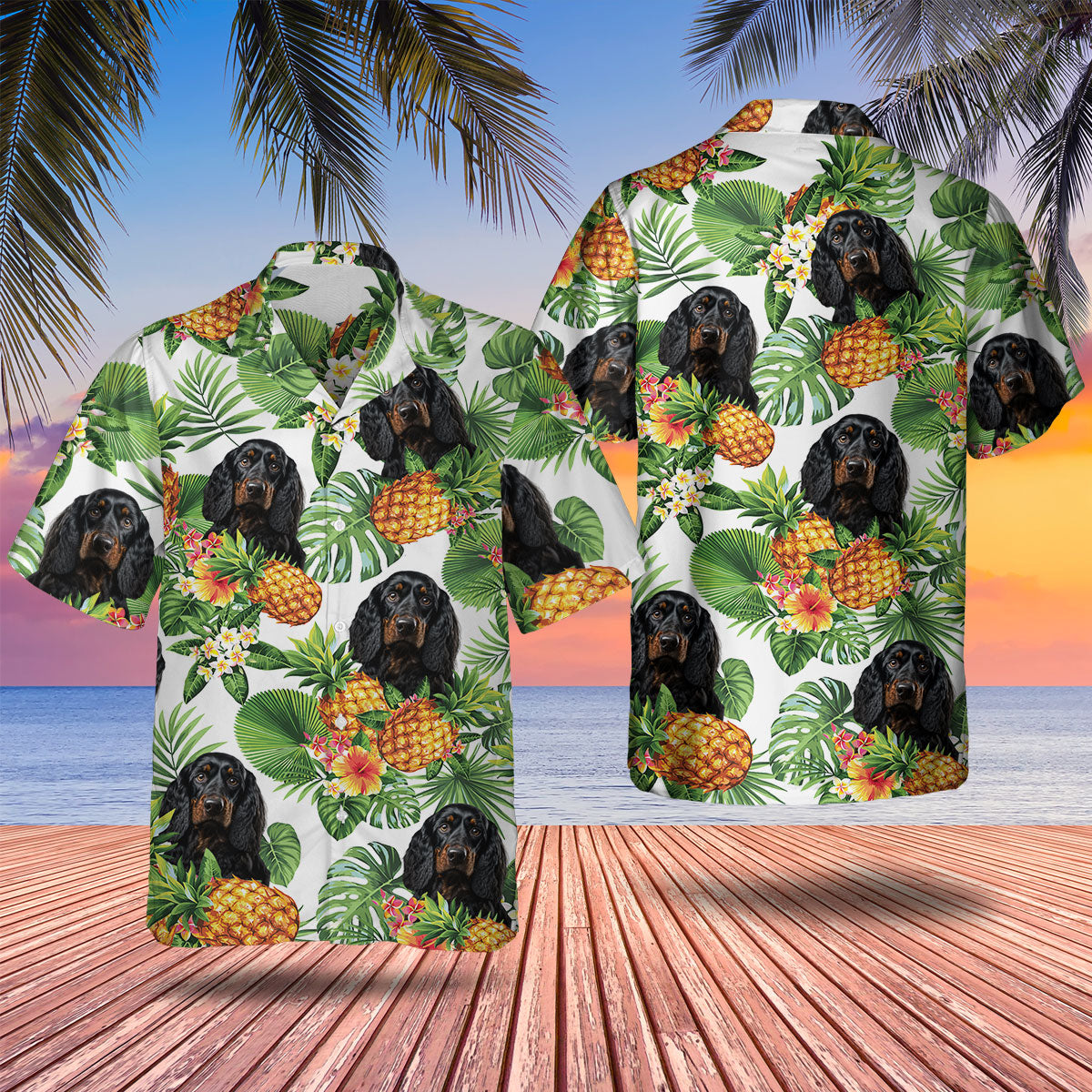 Gordon Setter AI - Tropical Pattern Hawaiian Shirt