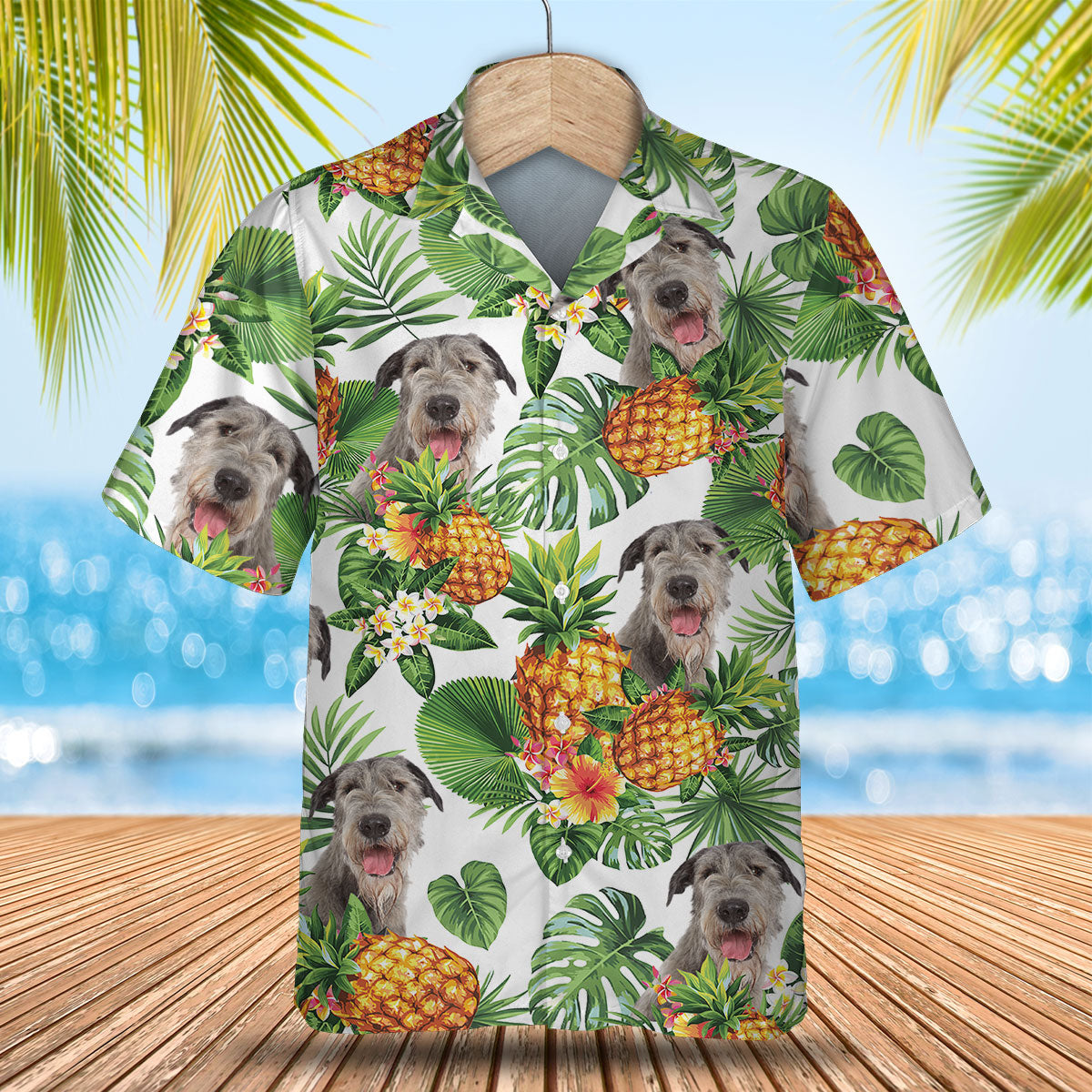 Irish Wolfhound - Tropical Pattern Hawaiian Shirt
