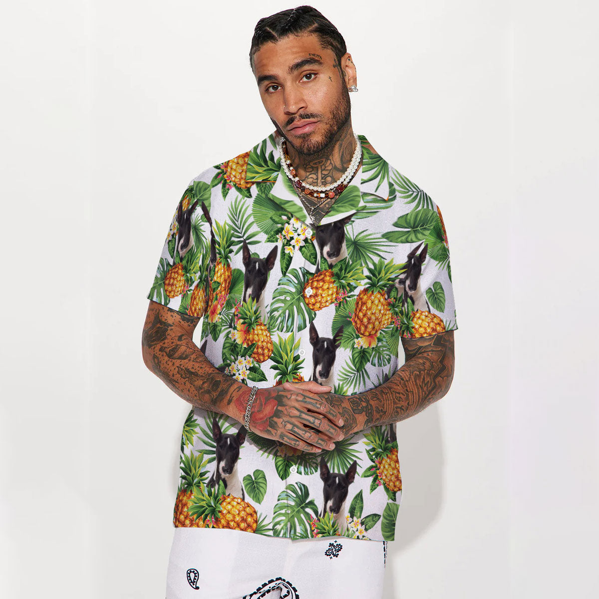 Bull Terrier - Tropical Pattern Hawaiian Shirt