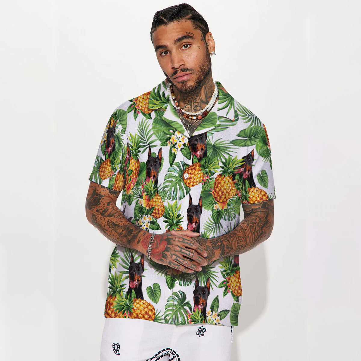 Doberman Pinscher - Tropical Pattern Hawaiian Shirt