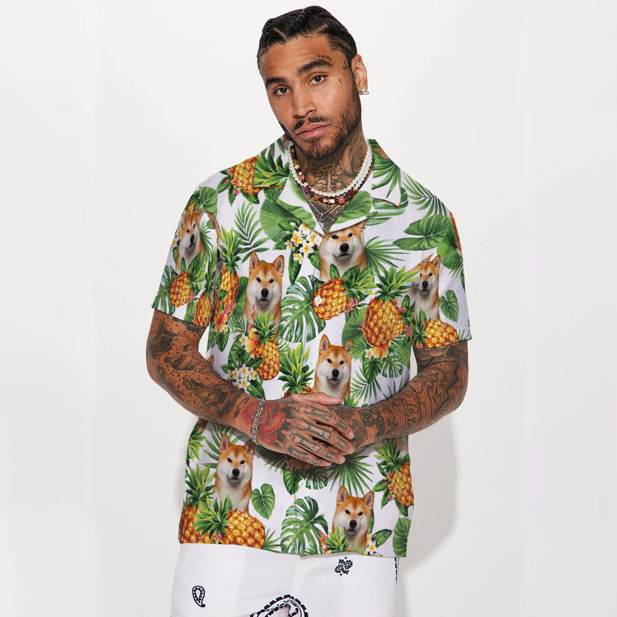 Shiba Inu - Tropical Pattern Hawaiian Shirt