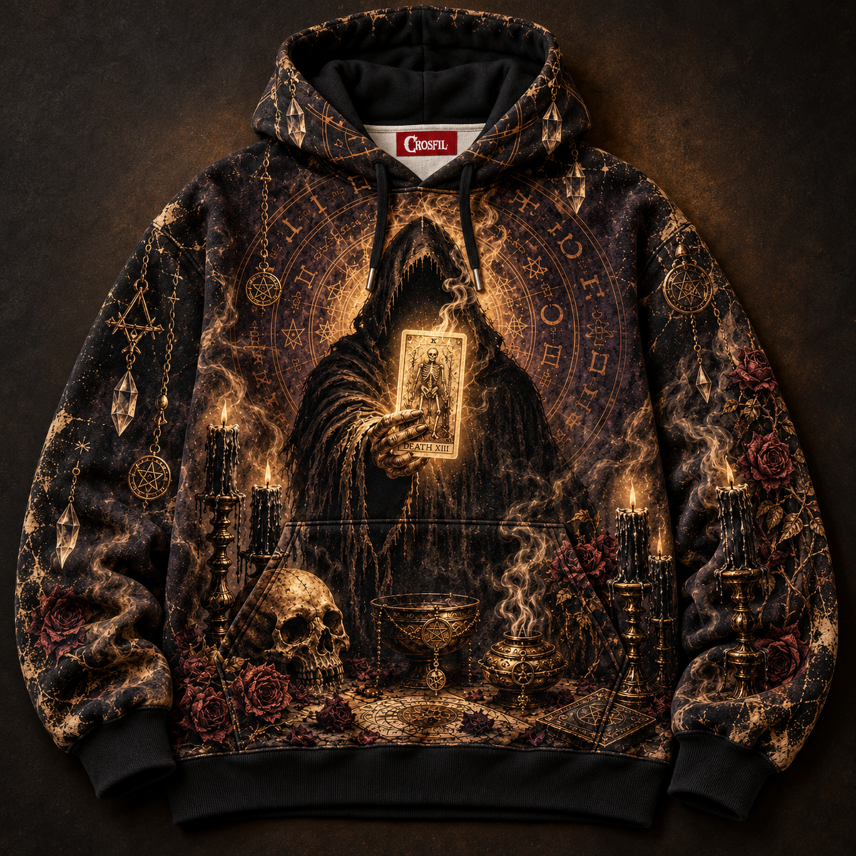 Death XIII Unisex Hoodie — Tarot Reader Occult Altar Print