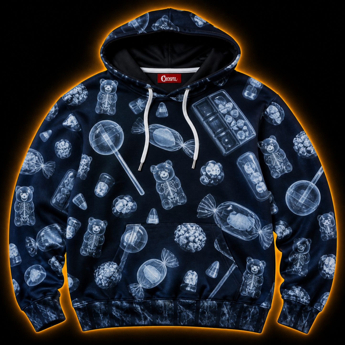 Crosfil Check Your Candy Hoodie — X-Ray Halloween Candy Print