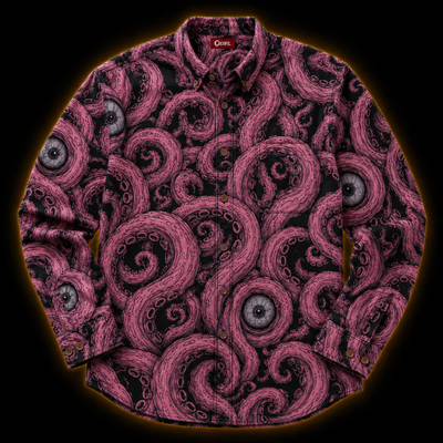 Crosfil Pink Abyss Long Sleeve Shirt — Pink Kraken Tentacle & Eyeball Print