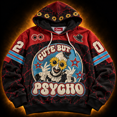 Cute But Psycho Unisex Hoodie — Terrifier Football Jersey Print