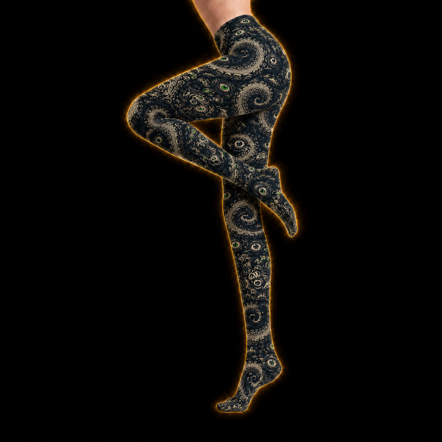 Crosfil Dead Man's Ink Footed Tights — Nautical Tentacle & Eye Print