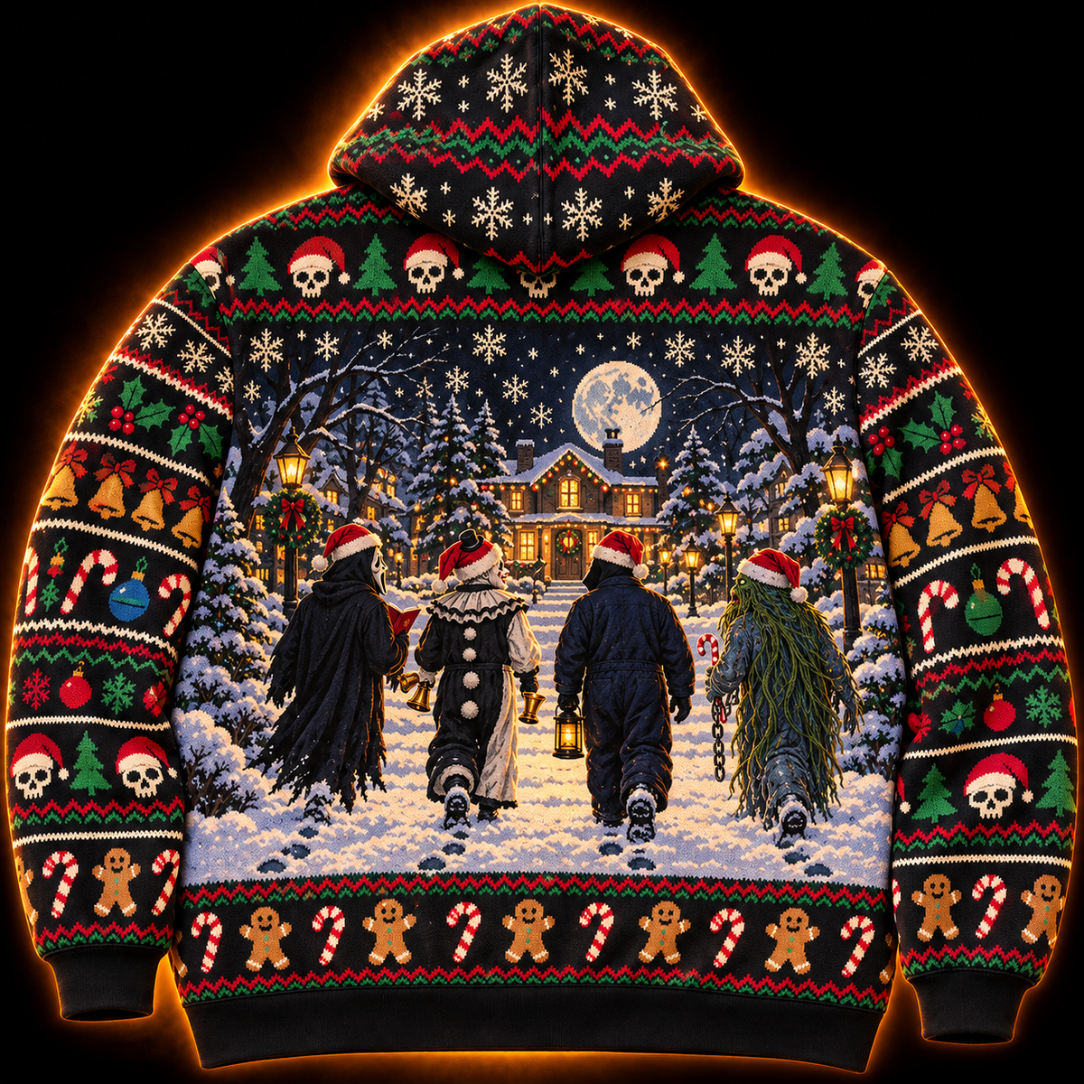 Merry Slashmas Unisex Hoodie — Ugly Christmas Knit-Look Print