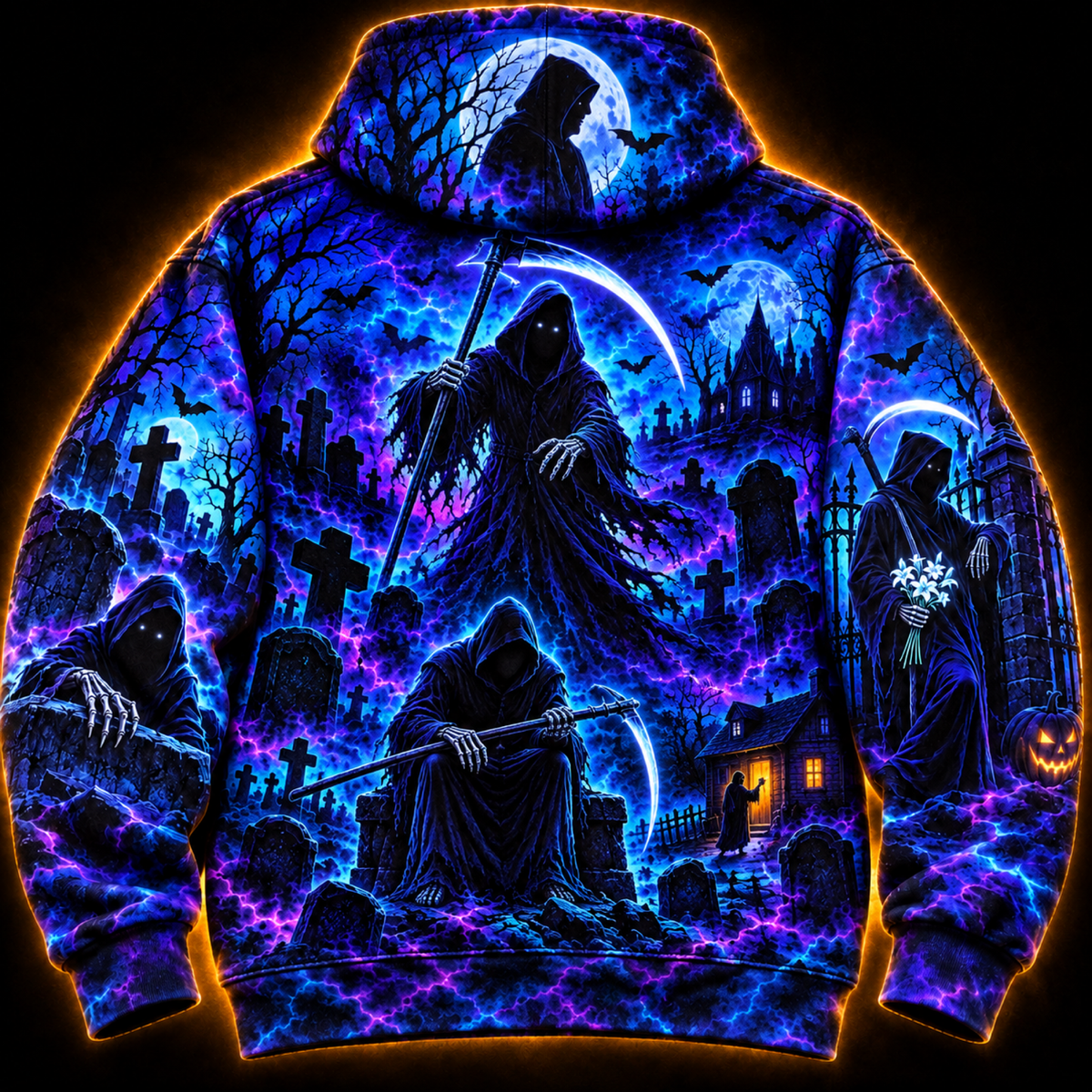 Crosfil Last Call Hoodie — Grim Reaper Graveyard Halloween All-Over Print