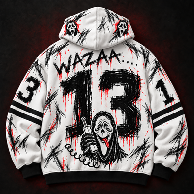 WAZAAA 13 Unisex Hoodie — Wanted Poster Scribble Horror Print