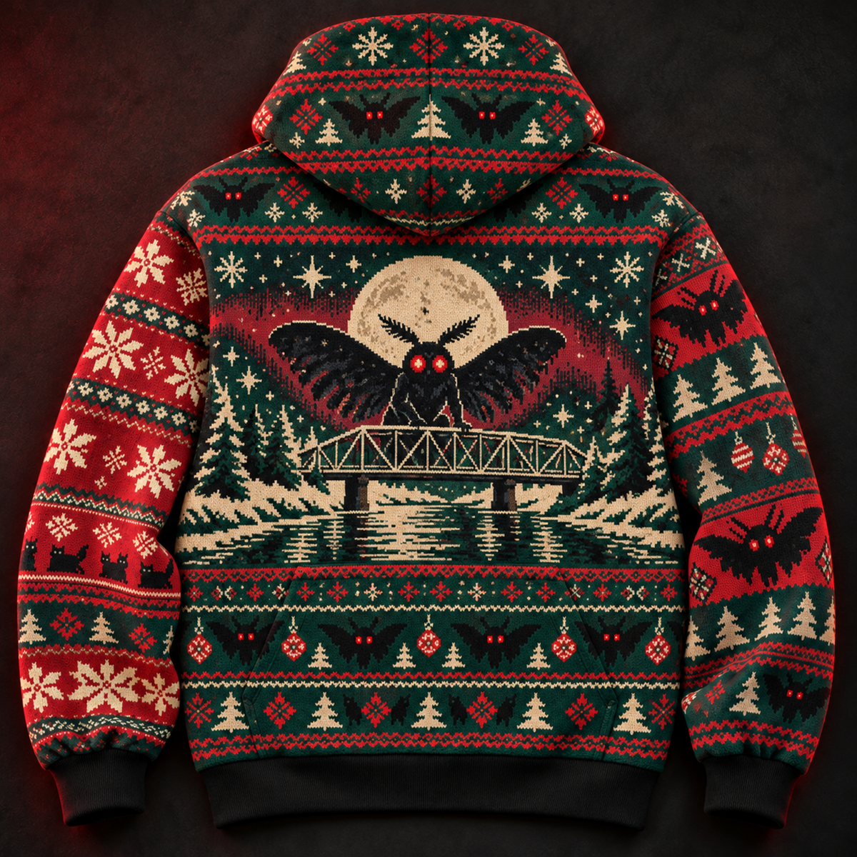 No. It’s Mothman! Unisex Hoodie — Ugly Pattern Christmas Print