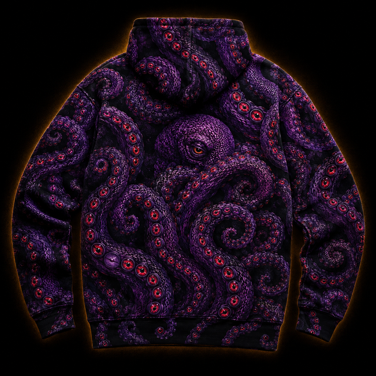 Crosfil Violet Grasp Hoodie — Purple Kraken Eye Tentacle All-Over Print