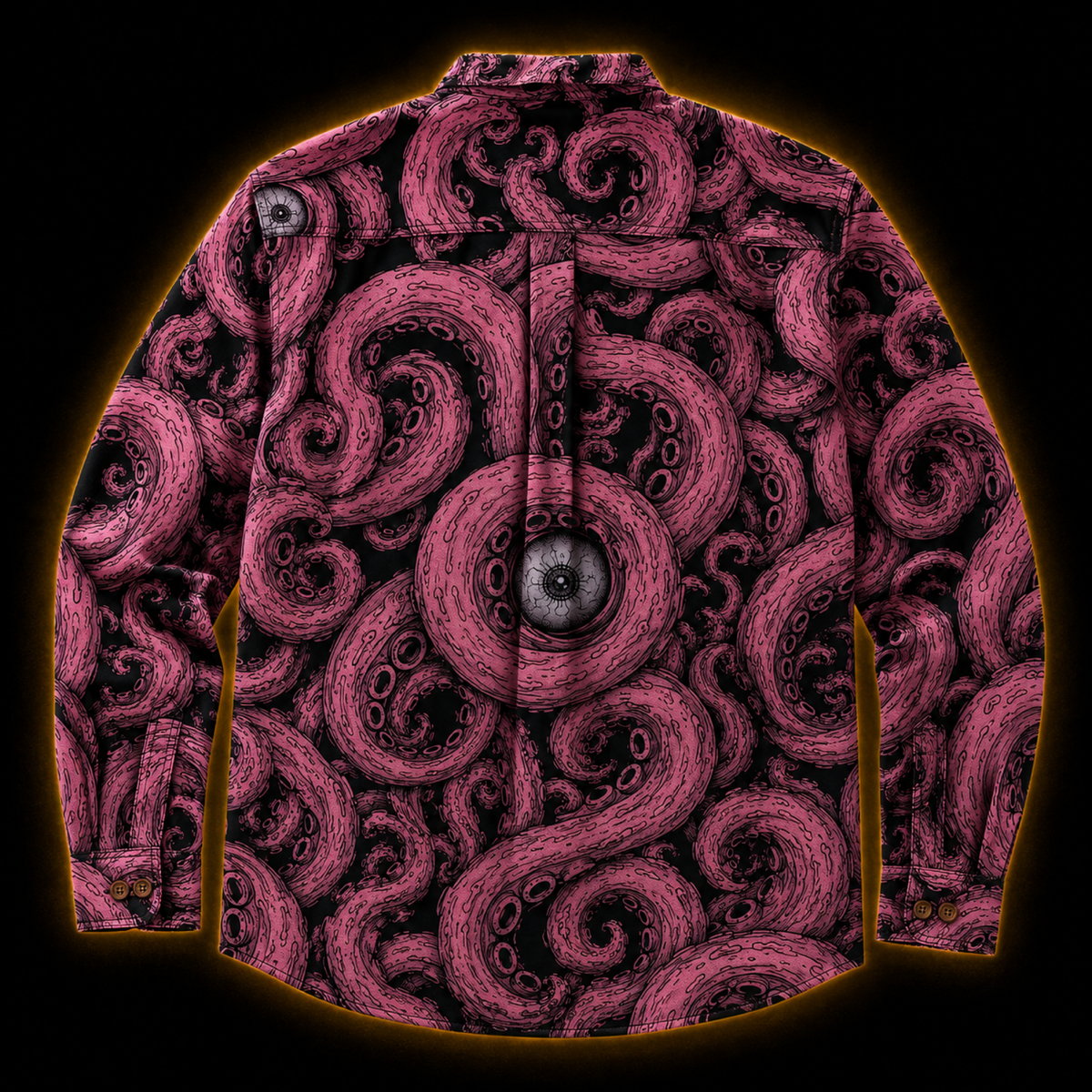 Crosfil Pink Abyss Long Sleeve Shirt — Pink Kraken Tentacle & Eyeball Print