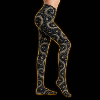 Crosfil Dead Man's Ink Footed Tights — Nautical Tentacle & Eye Print