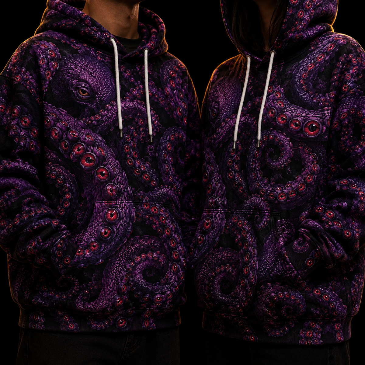 Crosfil Violet Grasp Hoodie — Purple Kraken Eye Tentacle All-Over Print