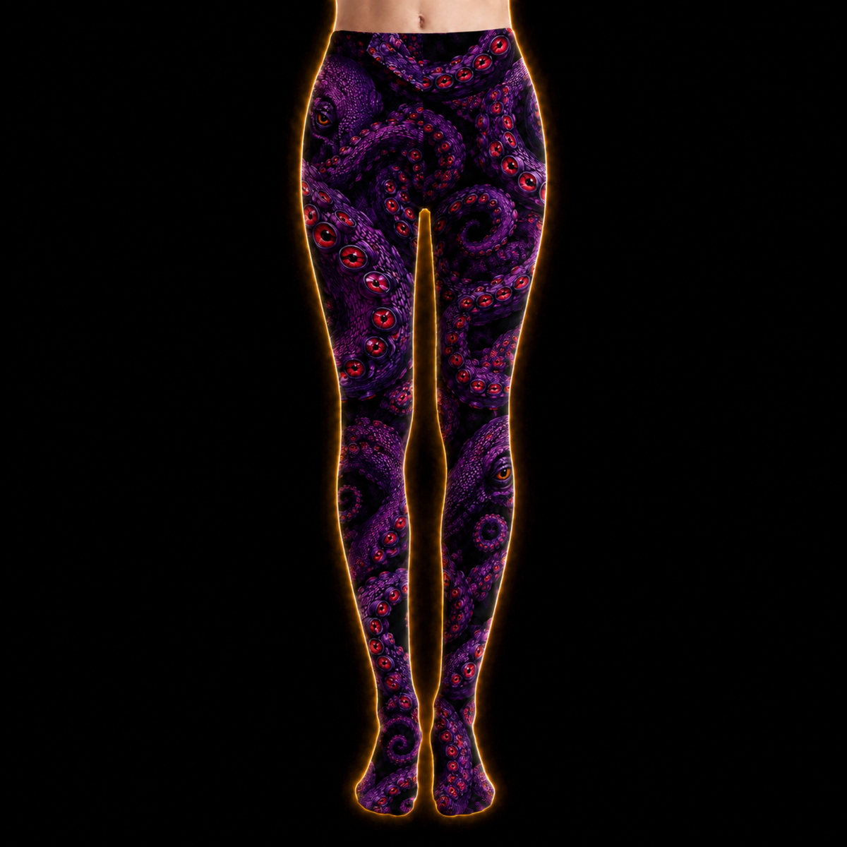 Crosfil Violet Grasp Footed Tights — Purple Kraken Eye Tentacle Print