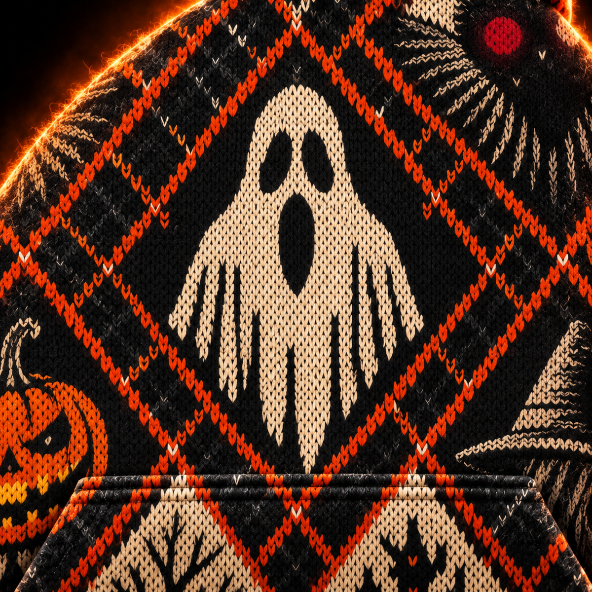 Crosfil Slasher Sweater Hoodie — Halloween Ugly Sweater Knit-Look All-Over Print
