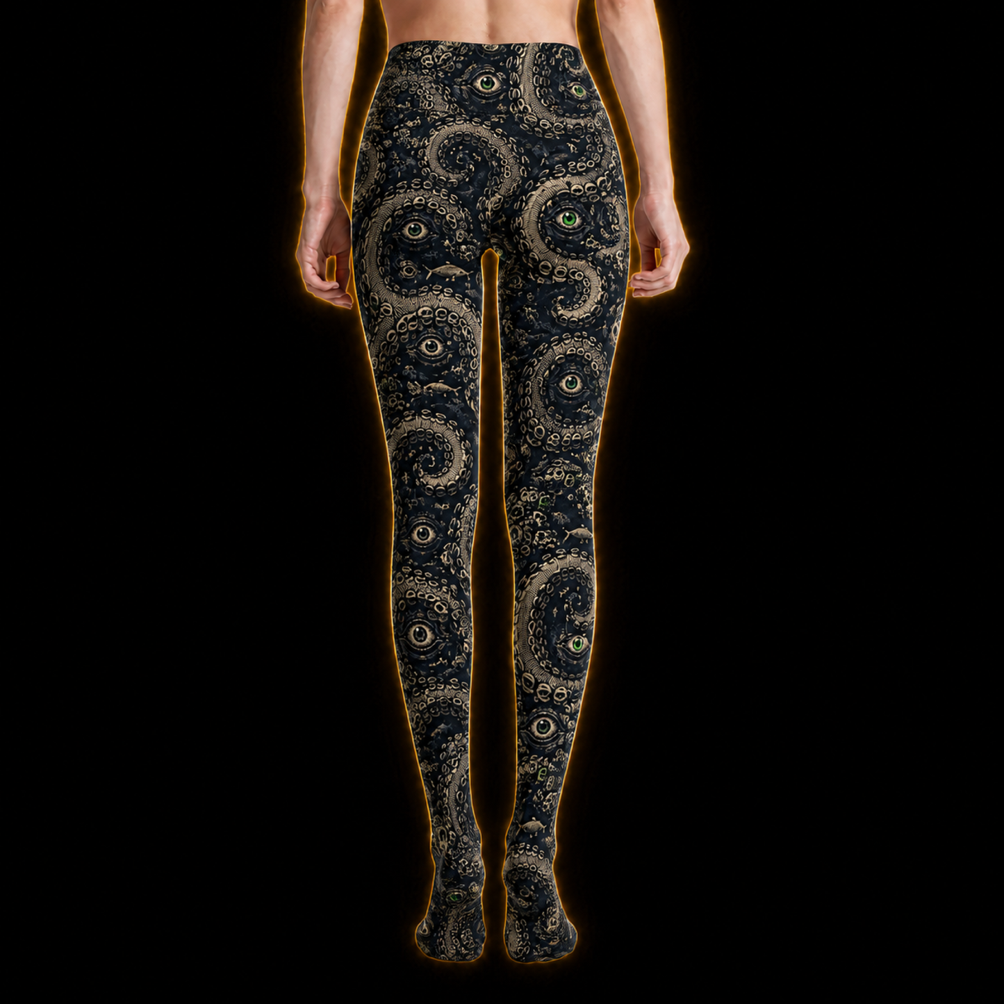 Crosfil Dead Man's Ink Footed Tights — Nautical Tentacle & Eye Print