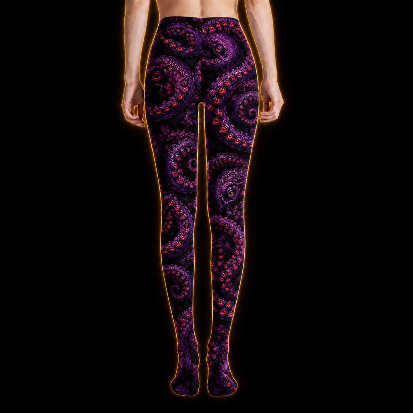 Crosfil Violet Grasp Footed Tights — Purple Kraken Eye Tentacle Print