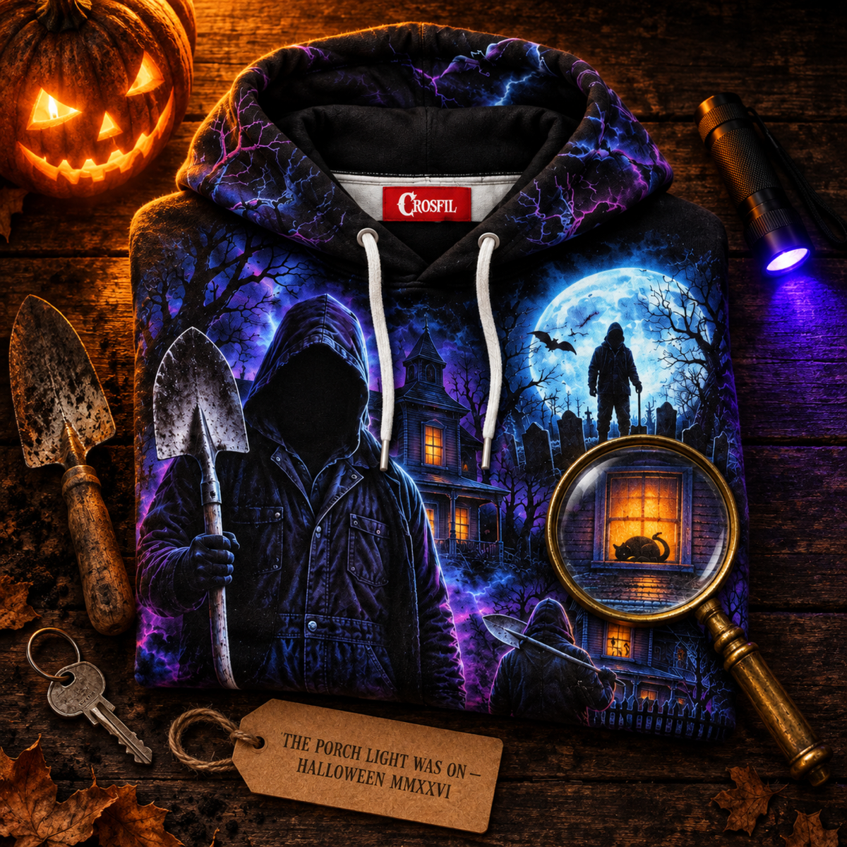 Crosfil He Came Home Hoodie — Slasher Night Haunted House All-Over Print
