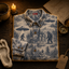 Crosfil Cryptid Toile Long Sleeve Shirt — Bigfoot & UFO Vintage Toile Print