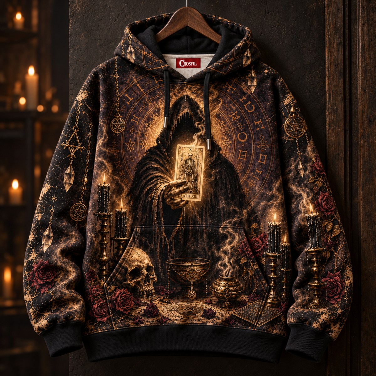 Death XIII Unisex Hoodie — Tarot Reader Occult Altar Print