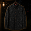 Crosfil Mothman Damask Long Sleeve Shirt — Black Gothic Floral Cryptid Print