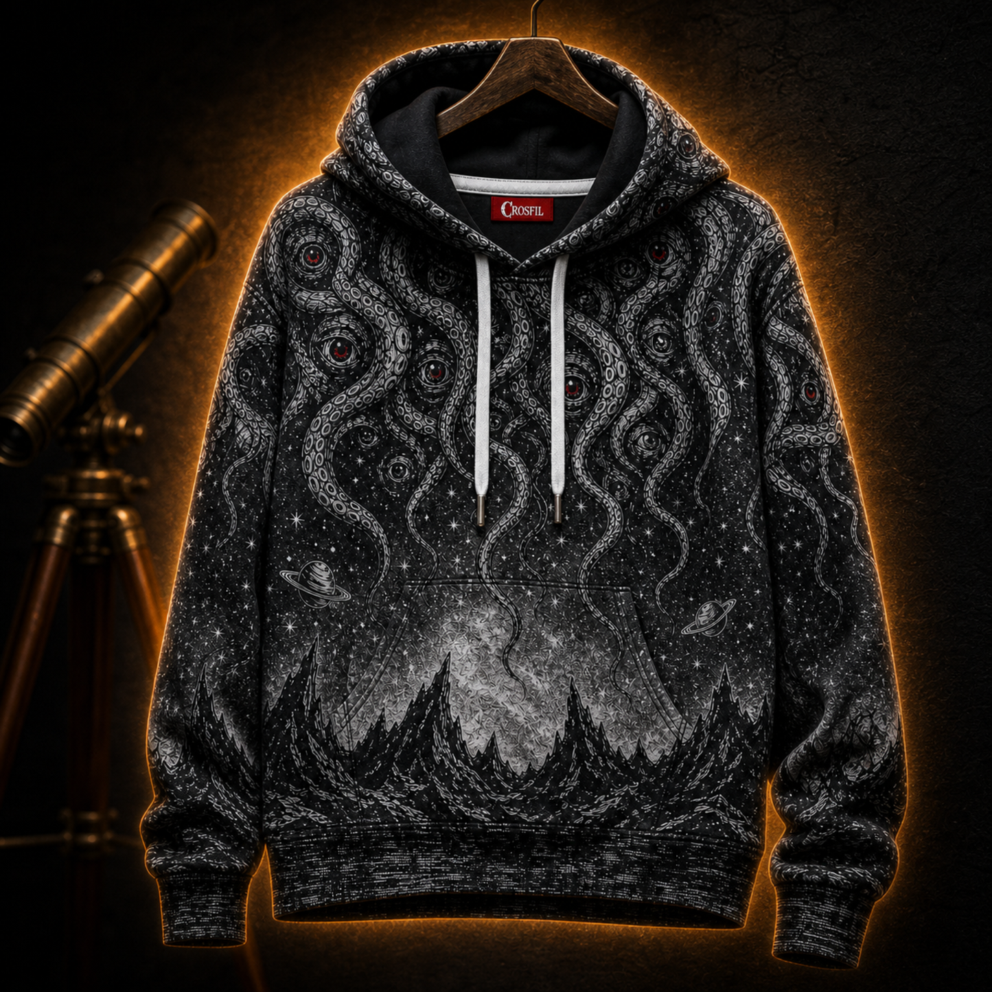 Crosfil Audience Hoodie — Eldritch Cosmic Tentacle Print