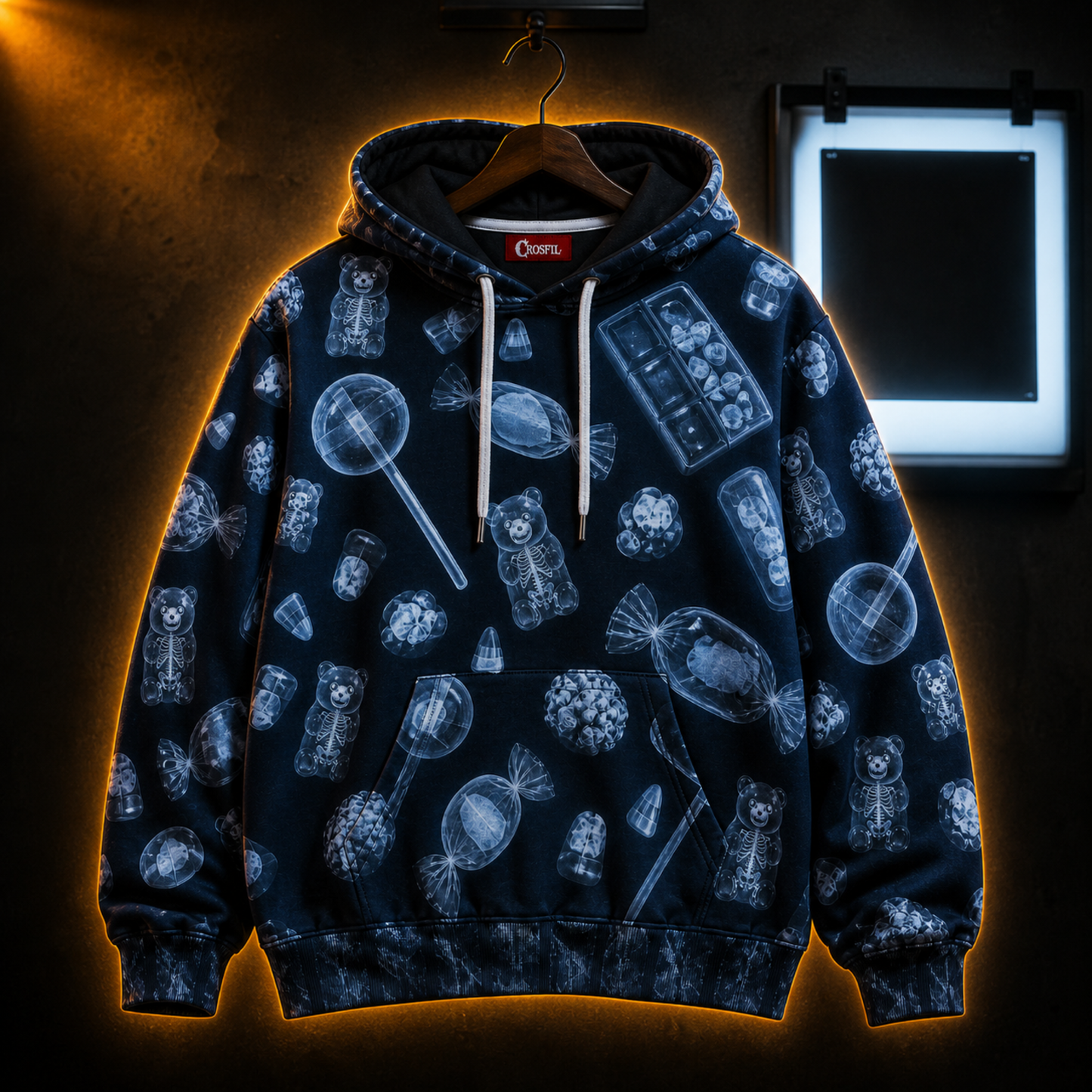 Crosfil Check Your Candy Hoodie — X-Ray Halloween Candy Print