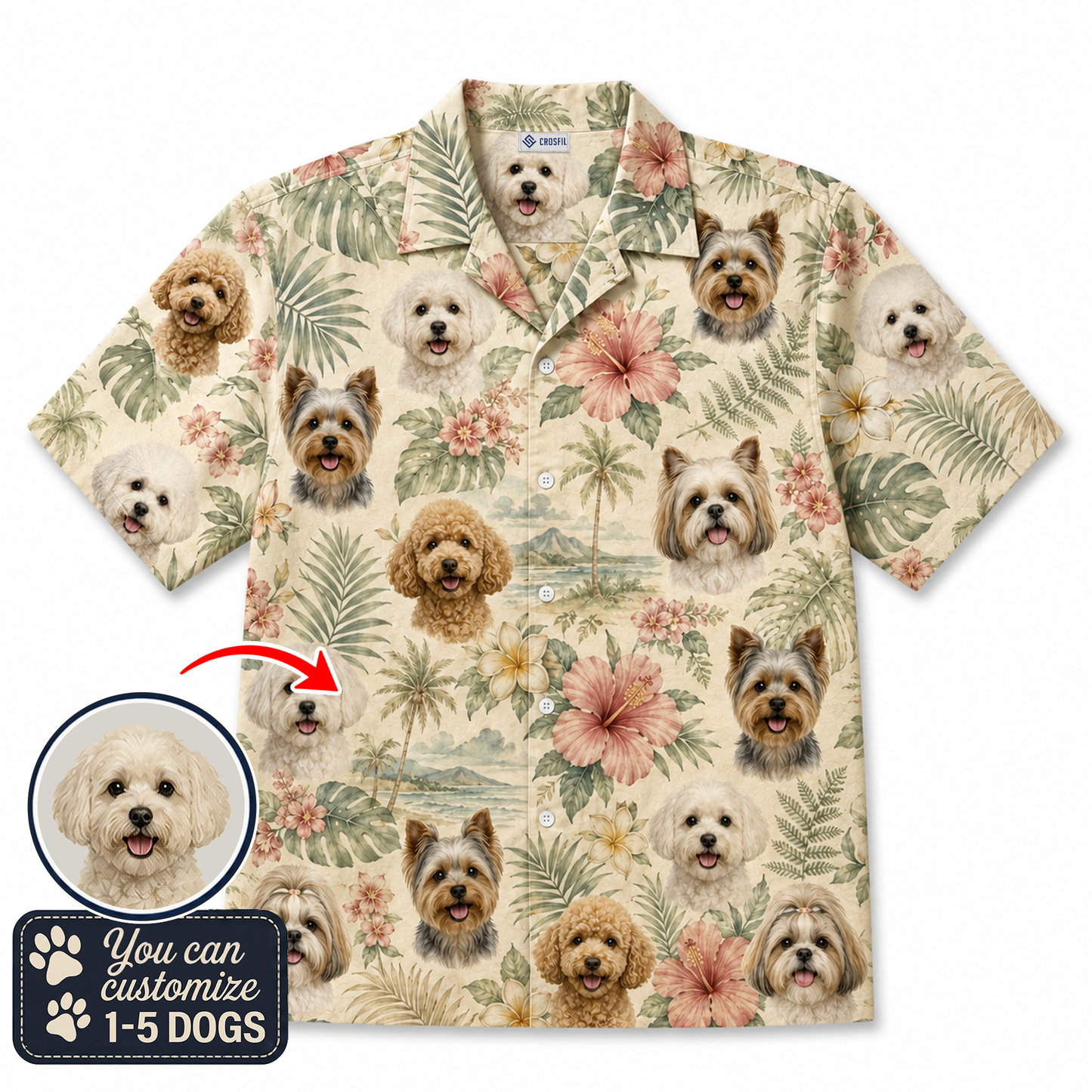 Custom Dog Face Hawaiian Shirt — Personalized Vintage Tropical  Pet Photo Aloha Shirt