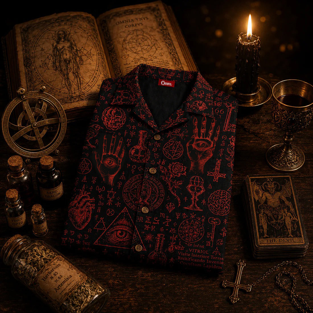 Witch's Grimoire — Blood Sigil Occult Hawaiian Shirt