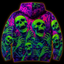 Crosfil Afterglow Hoodie — Blacklight Neon Skull All-Over Print