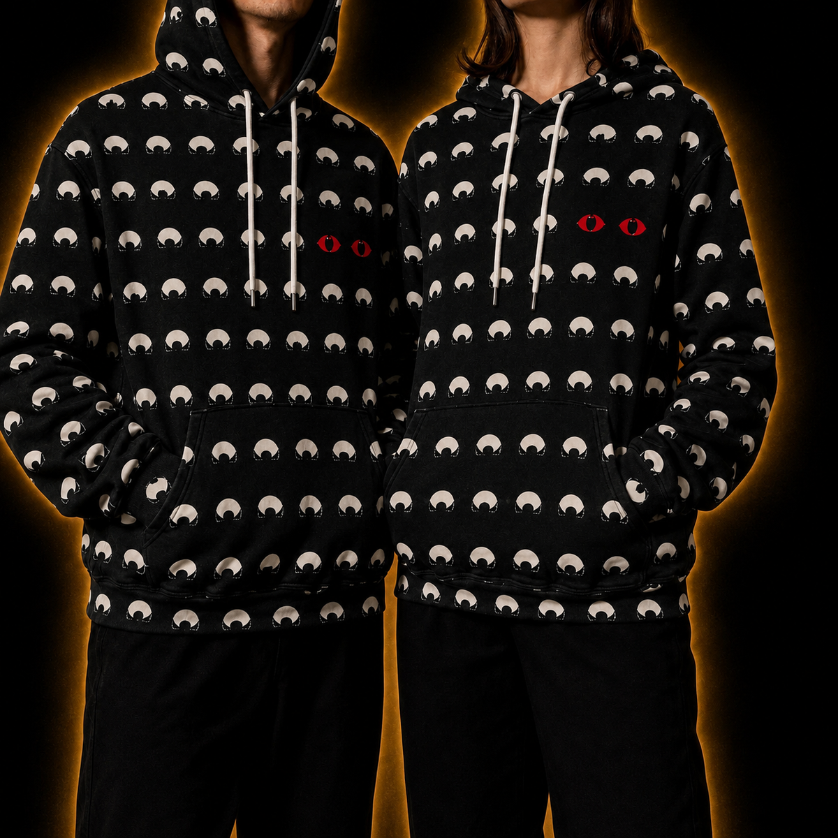 Crosfil Wide Awake Hoodie — Minimalist Eye Grid All-Over Print