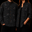 Crosfil Mothman Damask Long Sleeve Shirt — Black Gothic Floral Cryptid Print