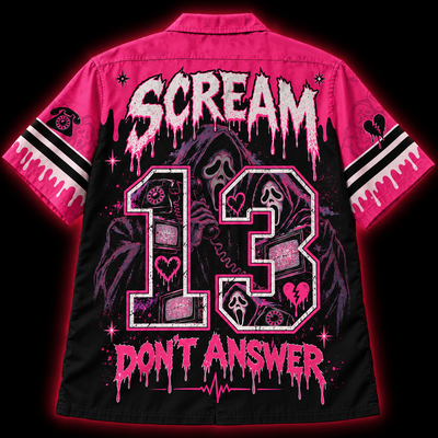 Midnight Call Hawaiian Shirt  Pink Horror Print