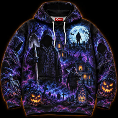Crosfil He Came Home Hoodie — Slasher Night Haunted House All-Over Print