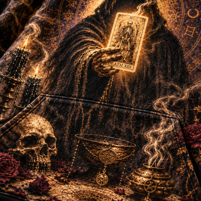 Death XIII Unisex Hoodie — Tarot Reader Occult Altar Print