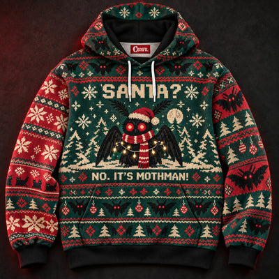 No. It’s Mothman! Unisex Hoodie — Ugly Pattern Christmas Print