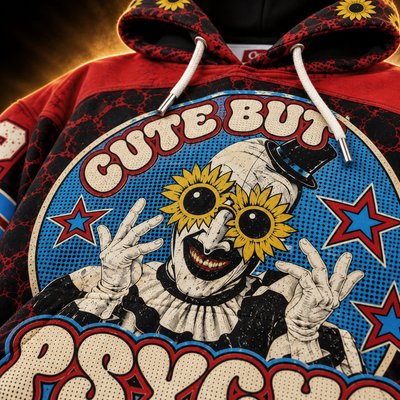 Cute But Psycho Unisex Hoodie — Terrifier Football Jersey Print