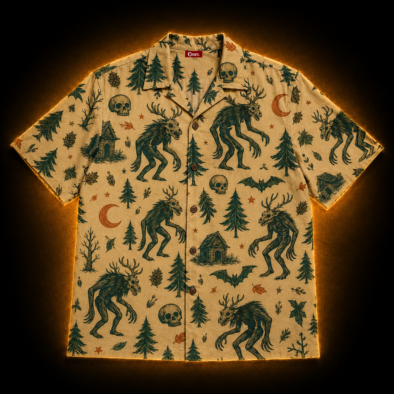 Hidden Mothman — Dark Botanical Cryptid Hawaiian Shirt