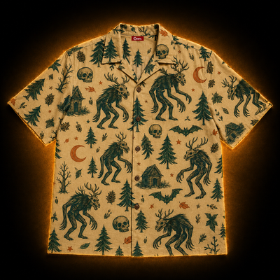 Hidden Mothman — Dark Botanical Cryptid Hawaiian Shirt