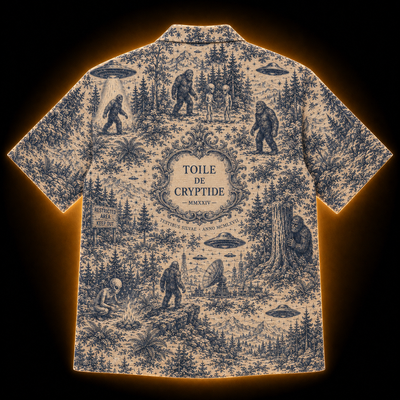Toile de Cryptide — Vintage Cryptid Narrative Hawaiian Shirt