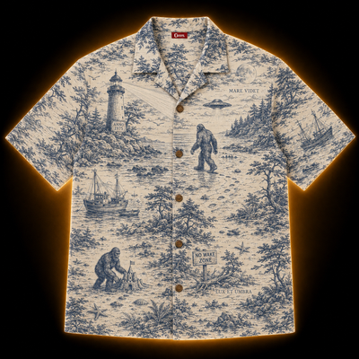 Crosfil Coastal Watch 1975 Hawaiian Shirt — Lighthouse Bigfoot Toile Print