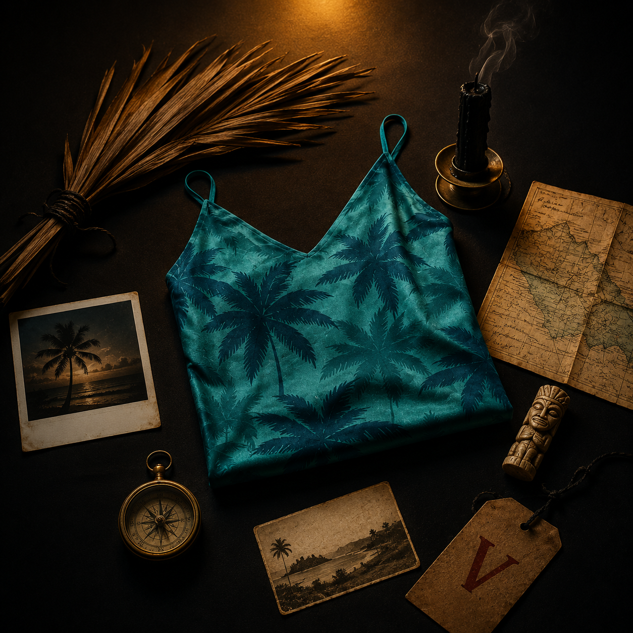 Bluff Coast — Tropical Noir Slip Dress