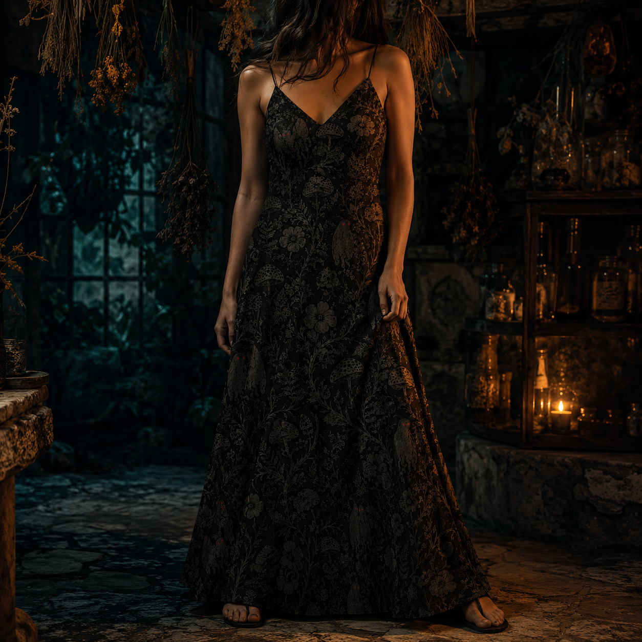 Toile de Cryptide — Witchy Botanical Slip Dress