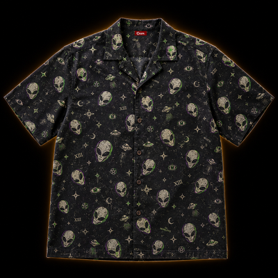 Cosmic Cryptid XIII — Alien Micro-Repeat Hawaiian Shirt
