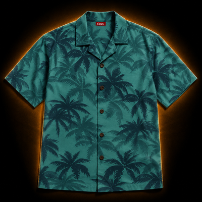 Teal Paradise XIII — Classic Palm Hawaiian Shirt