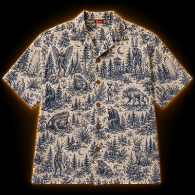 Crosfil Cryptid Toile Hawaiian Shirt — Dark Forest Toile de Jouy Print