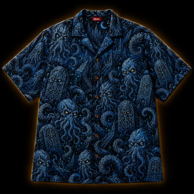 Crosfil Cthulhu Necropolis Hawaiian Shirt — Lovecraft Horror Print