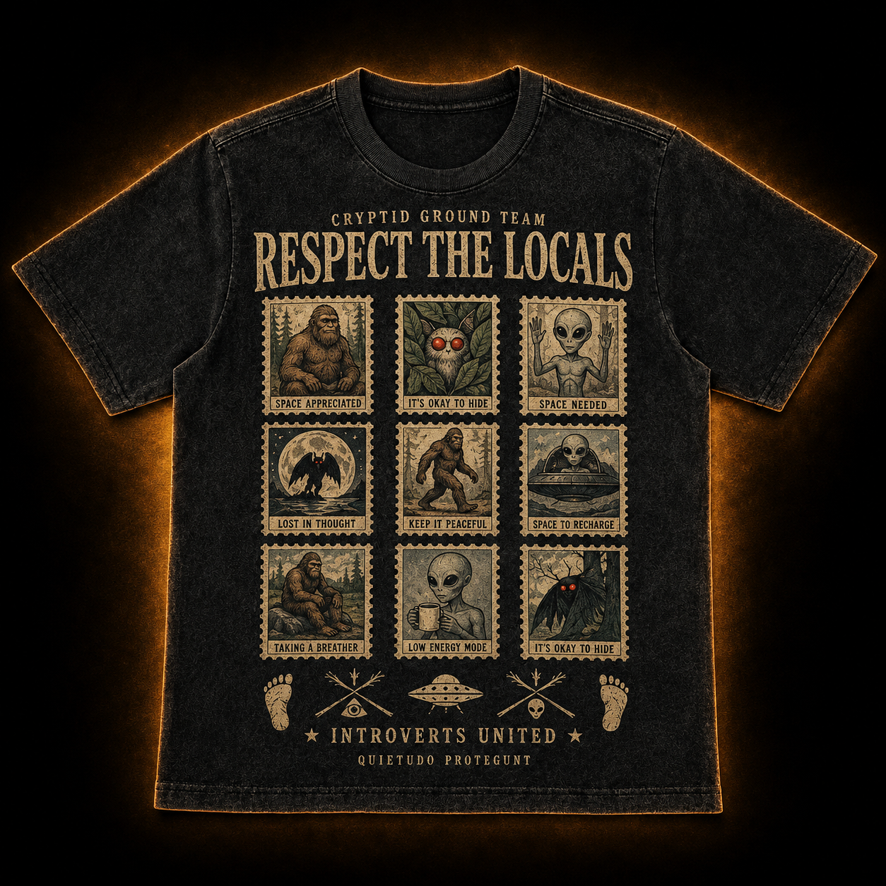 Respect The Locals — Cryptid Introverts United Washed T-Shirt